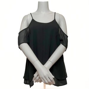 Mossimo Black Embroidered Cold Shoulder Top Womens SZ XS Whimsigoth Fairy Grunge